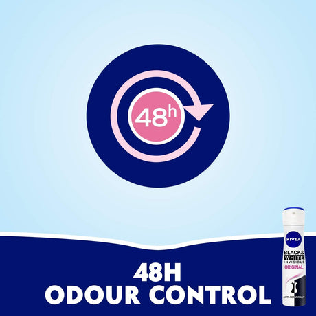 Nivea Deodorant Female, Invisible Black & White, Original, Spray - 2x150ML - Al Kabayel Discount CentreNivea Deodorant Female, Invisible Black & White, Original, Spray - 2x150MLBody Mists & SpraysNIVEAAl Kabayel Discount Centre