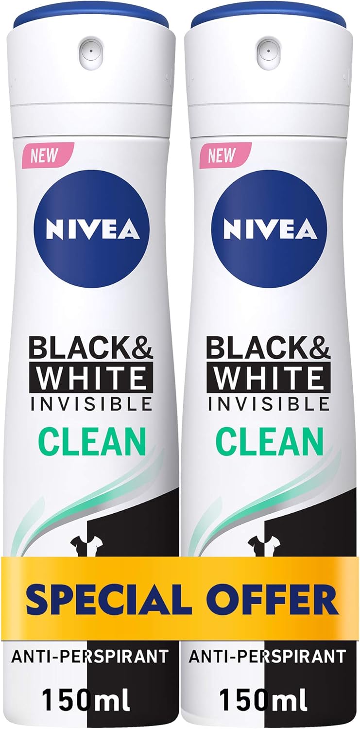 Nivea Deodorant Female, Invisible Black & White, Original, Spray - 2x150ML - Al Kabayel Discount CentreNivea Deodorant Female, Invisible Black & White, Original, Spray - 2x150MLBody Mists & SpraysNIVEAAl Kabayel Discount Centre