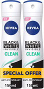 Nivea Deodorant Female, Invisible Black & White, Original, Spray - 2x150ML - Al Kabayel Discount CentreNivea Deodorant Female, Invisible Black & White, Original, Spray - 2x150MLBody Mists & SpraysNIVEAAl Kabayel Discount Centre