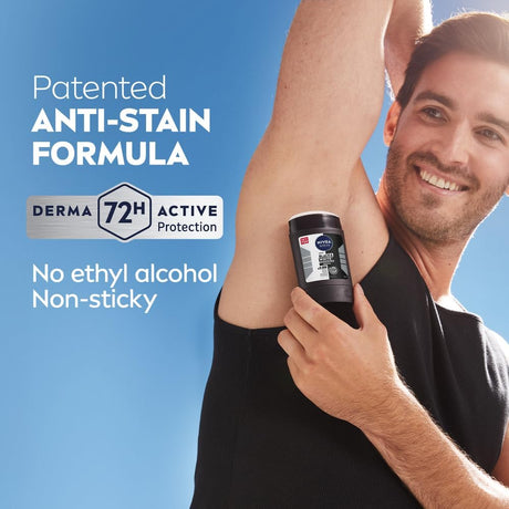 Nivea Men Black & White Invisible Antiperspirant Deodorant Stick, Original, 72H Active Protection, 5IN1, Anti - Odour, Sweat, Stains, Residues & Irritation - 50ML - Al Kabayel Discount CentreNivea Men Black & White Invisible Antiperspirant Deodorant Stick, Original, 72H Active Protection, 5IN1, Anti - Odour, Sweat, Stains, Residues & Irritation - 50MLDeodorants & AntiperspirantsNIVEAAl Kabayel Discount Centre