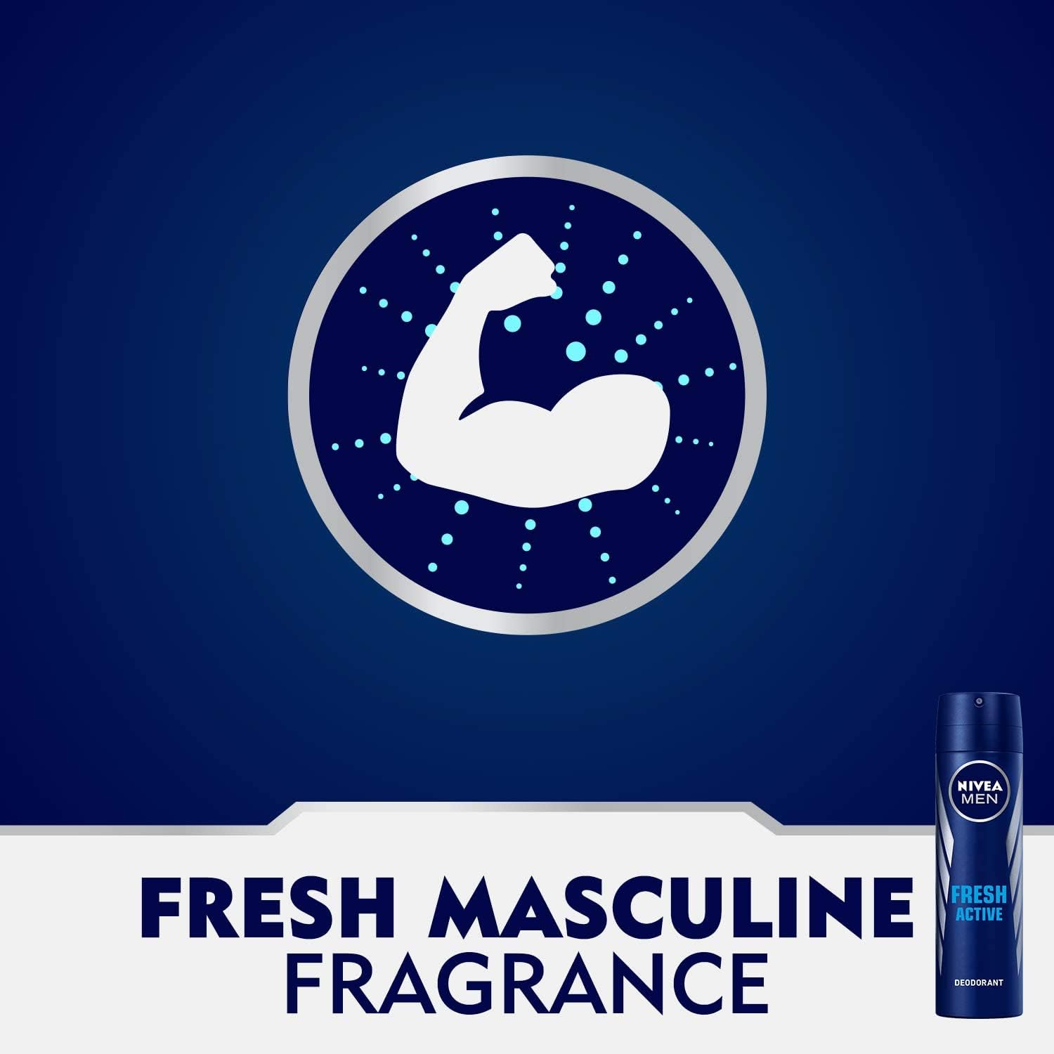 Nivea Men Deodorant, Fresh Active, Spray - 2X150ML - Al Kabayel Discount CentreNivea Men Deodorant, Fresh Active, Spray - 2X150MLBody Mists & SpraysNIVEAAl Kabayel Discount Centre