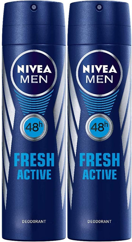 Nivea Men Deodorant, Fresh Active, Spray - 2X150ML - Al Kabayel Discount CentreNivea Men Deodorant, Fresh Active, Spray - 2X150MLBody Mists & SpraysNIVEAAl Kabayel Discount Centre