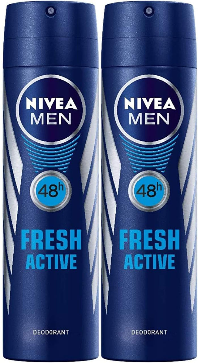 Nivea Men Deodorant, Fresh Active, Spray - 2X150ML - Al Kabayel Discount CentreNivea Men Deodorant, Fresh Active, Spray - 2X150MLBody Mists & SpraysNIVEAAl Kabayel Discount Centre