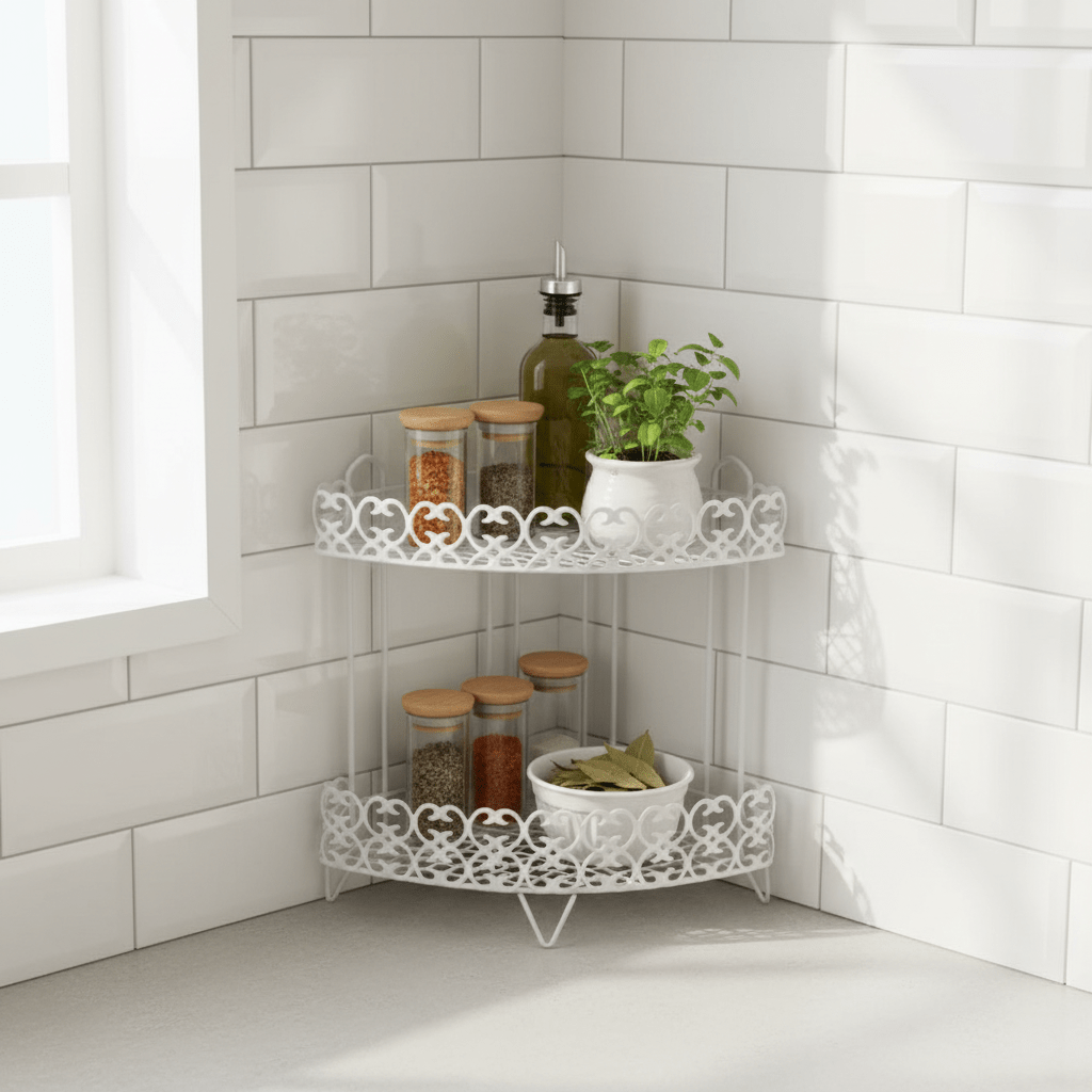 Nordic Style White Metal 2 - Tier Kitchen and Bathroom Organizer Rack – 35 cm - Al Kabayel Discount CentreNordic Style White Metal 2 - Tier Kitchen and Bathroom Organizer Rack – 35 cmOrganizers & AccessoriesAKDCAl Kabayel Discount Centre