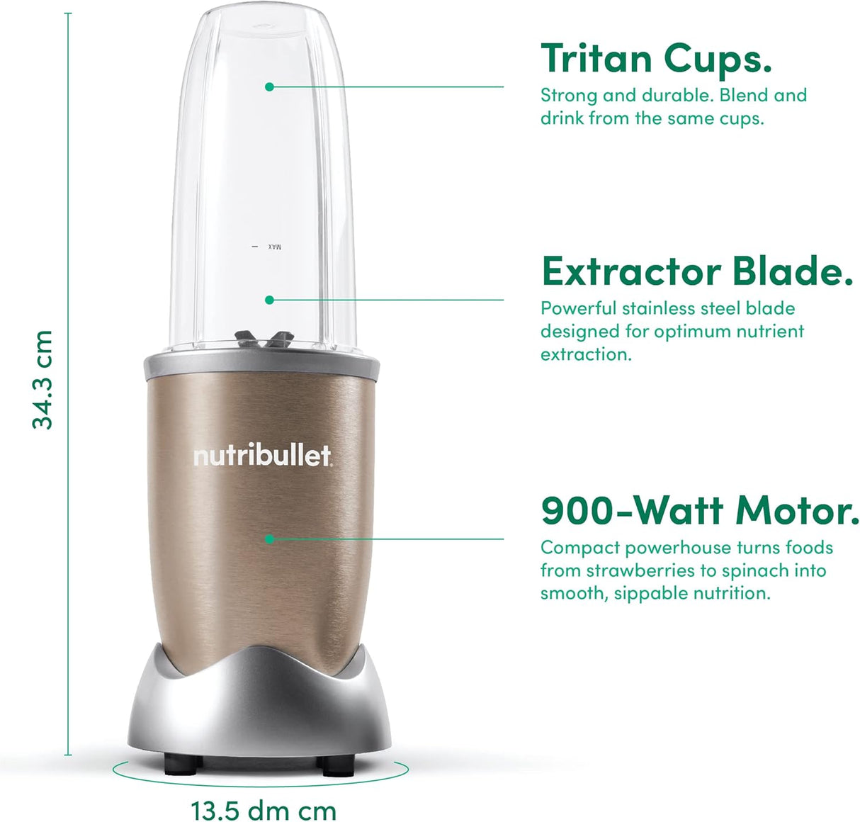 NutriBullet PRO 12 - Piece High - Speed Blender/Mixer System, 900 watts, Copper Gold - Al Kabayel Discount CentreNutriBullet PRO 12 - Piece High - Speed Blender/Mixer System, 900 watts, Copper GoldBlenders, Mixers & Food ProcessorsNUTRIBULLETAl Kabayel Discount Centre