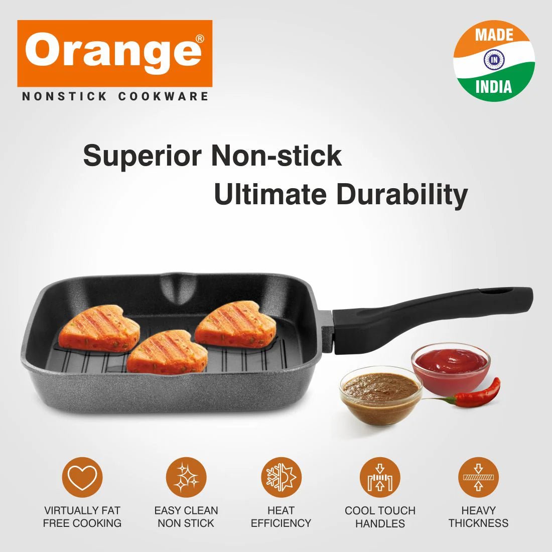 ORANGE Square Non - Stick Grill Pan 24cm - Al Kabayel Discount CentreORANGE Square Non - Stick Grill Pan 24cmFrying Pans & SkilletsORANGEAl Kabayel Discount Centre