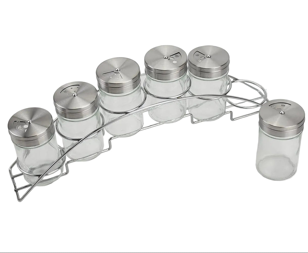 Orchid 6-Piece Glass Spice Jar Set with Metal Rack - 85ml Seasoning Organizer - Al Kabayel Discount CentreOrchid 6-Piece Glass Spice Jar Set with Metal Rack - 85ml Seasoning OrganizerKitchen Utensils & GadgetsORCHIDAl Kabayel Discount Centre