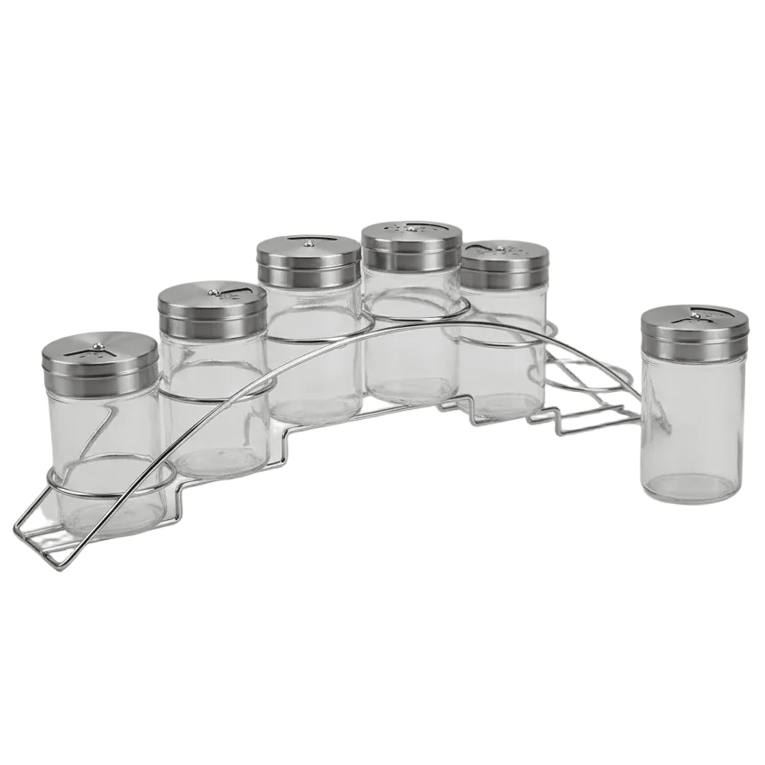 Orchid 6-Piece Glass Spice Jar Set with Metal Rack - 85ml Seasoning Organizer - Al Kabayel Discount CentreOrchid 6-Piece Glass Spice Jar Set with Metal Rack - 85ml Seasoning OrganizerKitchen Utensils & GadgetsORCHIDAl Kabayel Discount Centre