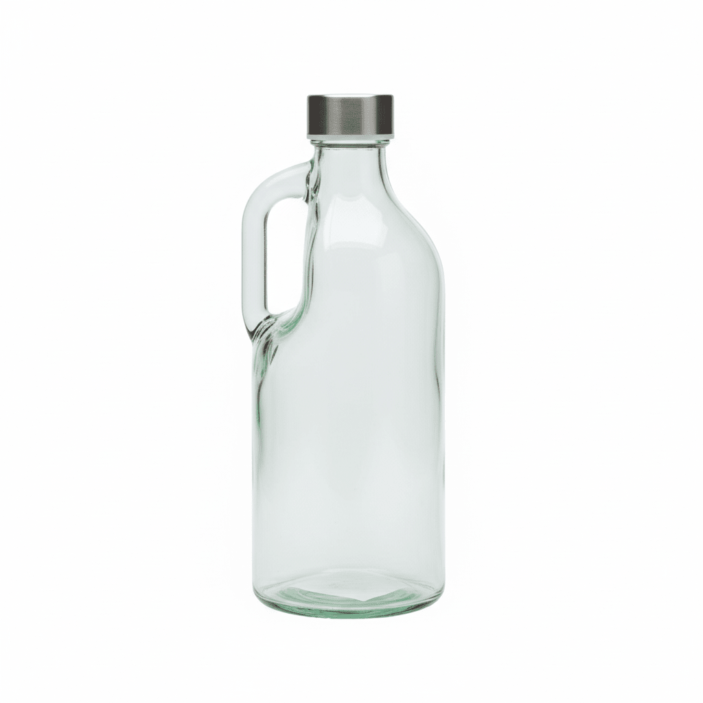 Orchid Artisan Glass Jug Bottle with Handle & Stainless Steel Cap — Pale Aqua - Clear Vintage Design, 1 Litre - Al Kabayel Discount CentreOrchid Artisan Glass Jug Bottle with Handle & Stainless Steel Cap — Pale Aqua - Clear Vintage Design, 1 LitreJugsORCHIDAl Kabayel Discount Centre