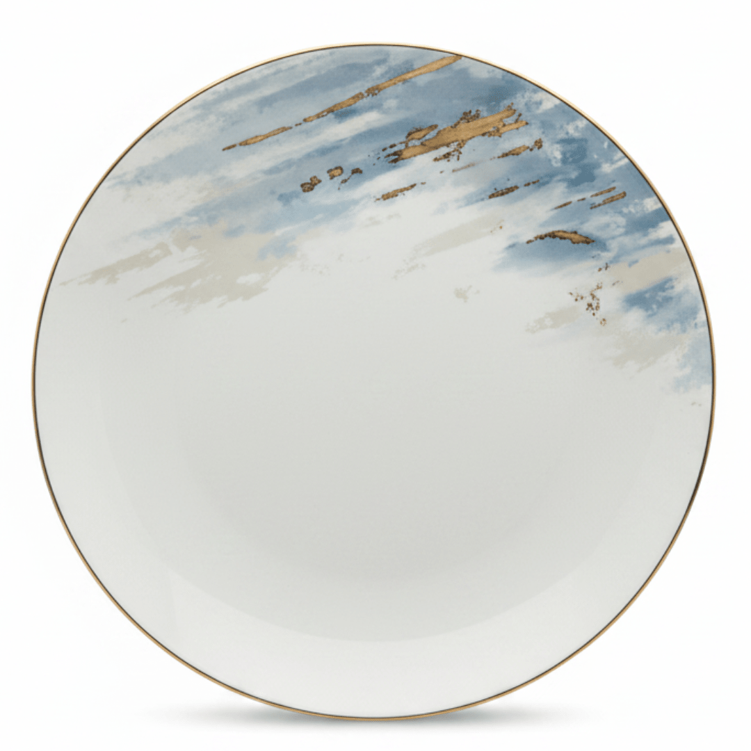 Orchid White Ceramic Round Dinner Plate with Blue & Gold Floral Rim - 10.5 Inch - Al Kabayel Discount CentreOrchid White Ceramic Round Dinner Plate with Blue & Gold Floral Rim - 10.5 InchPlatesORCHIDAl Kabayel Discount Centre