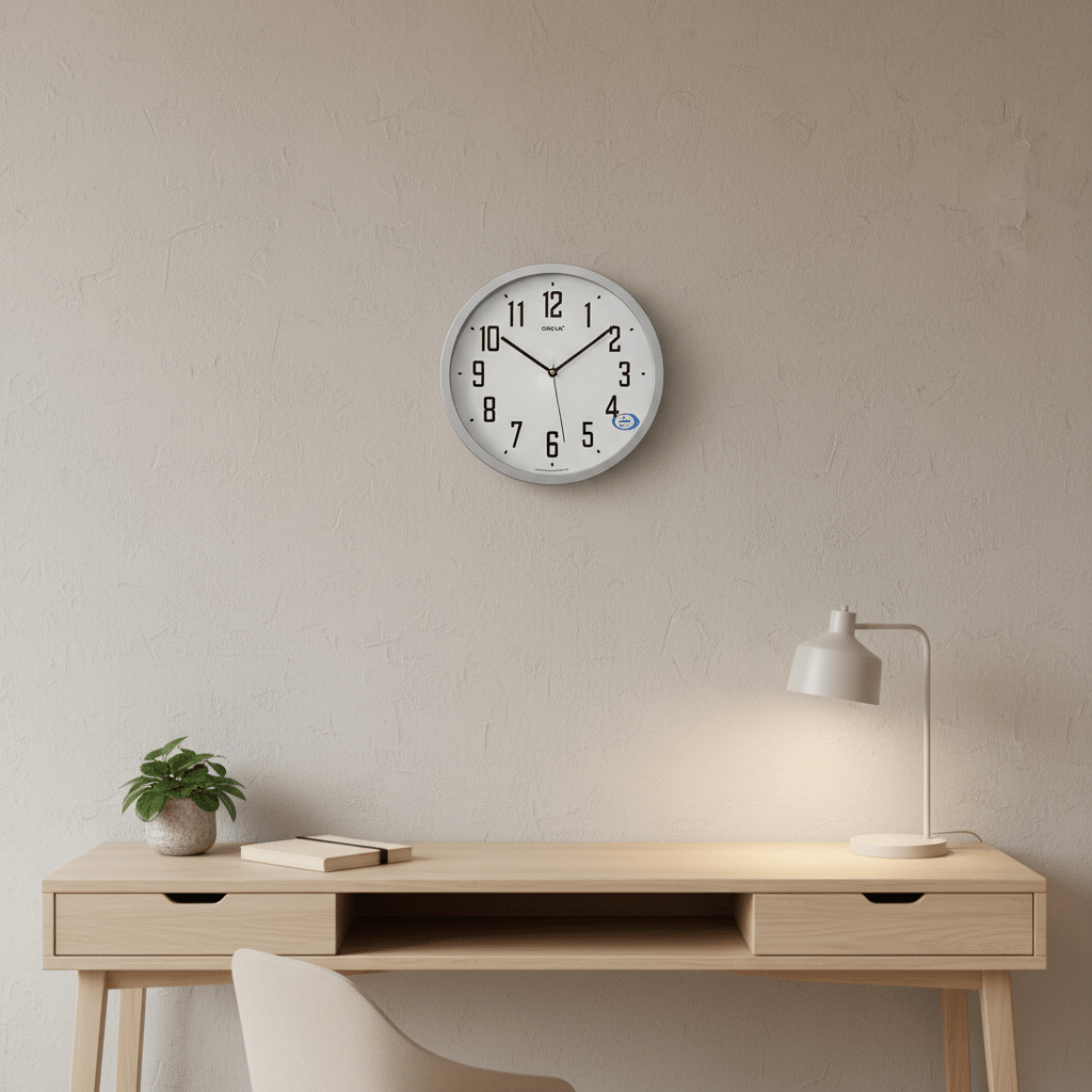 OREVA Silent Quartz Wall Clock 30cm | AQ1457 | Silver Frame | Modern Home Décor - Al Kabayel Discount CentreOREVA Silent Quartz Wall Clock 30cm | AQ1457 | Silver Frame | Modern Home DécorWall ClocksOREVAAl Kabayel Discount Centre