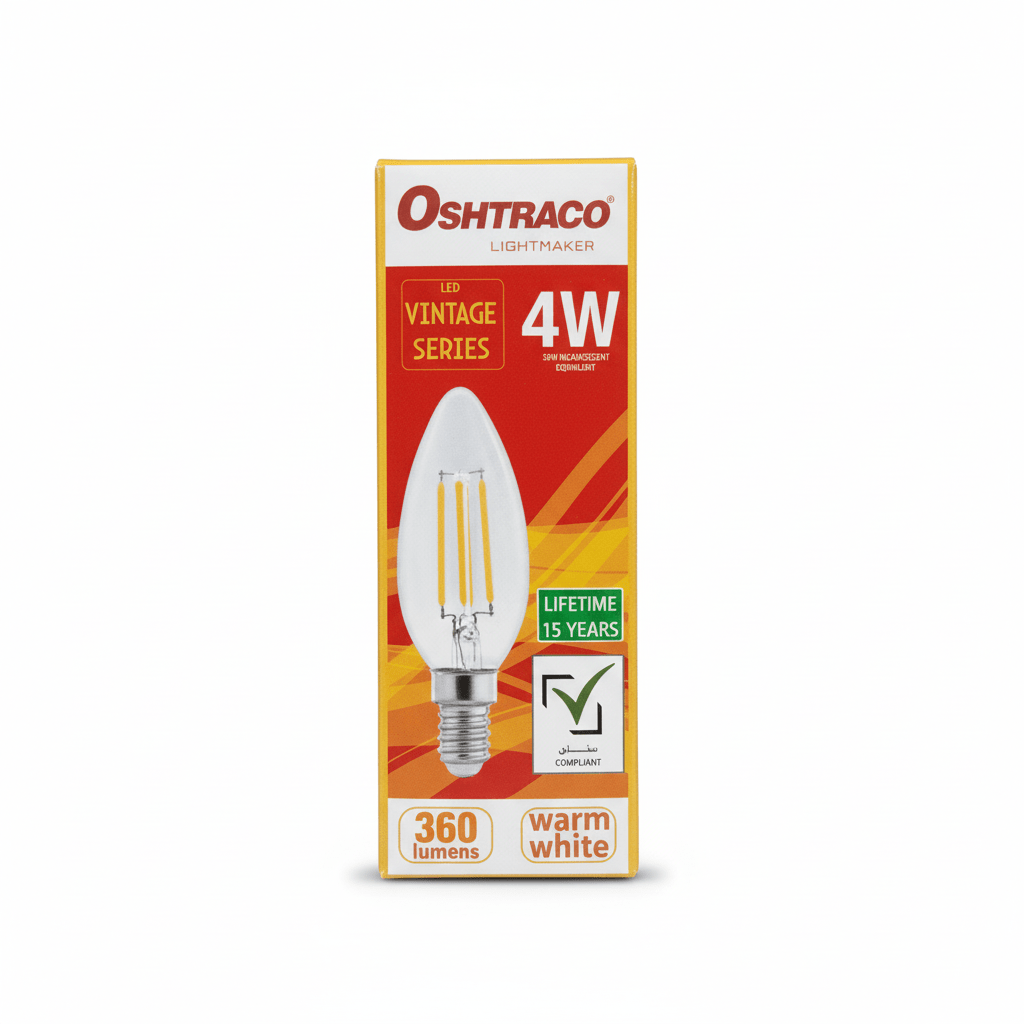 Oshtraco E14 LED Lamp 4W, Warm White, LED Vintage Series - Al Kabayel Discount CentreOshtraco E14 LED Lamp 4W, Warm White, LED Vintage SeriesLight BulbsOSHTRACOAl Kabayel Discount Centre