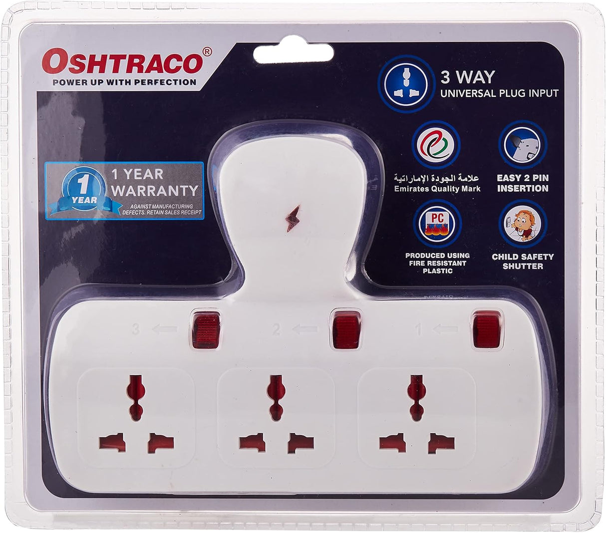 Oshtraco OTCDBCWT2313 3 Way T - Shape Universal Socket Adapter - Al Kabayel Discount CentreOshtraco OTCDBCWT2313 3 Way T - Shape Universal Socket AdapterCords & AdaptersOSHTRACOAl Kabayel Discount Centre