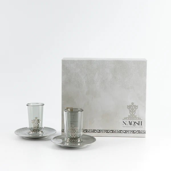 Otantic Naqsh 12pcs Glass Cup and Saucer Set - Grey&Silver, ET2938 - Al Kabayel Discount CentreOtantic Naqsh 12pcs Glass Cup and Saucer Set - Grey&Silver, ET2938Tea SetsOTANTIKAl Kabayel Discount Centre