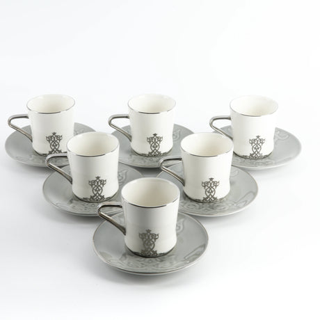 Otantic Naqsh 12pcs Porcelain Tea Set, 6pcs Cups 200ml + 6pcs Saucer, Grey/White/Silver, ET2953 - Al Kabayel Discount CentreOtantic Naqsh 12pcs Porcelain Tea Set, 6pcs Cups 200ml + 6pcs Saucer, Grey/White/Silver, ET2953Tea SetsOTANTIKAl Kabayel Discount Centre