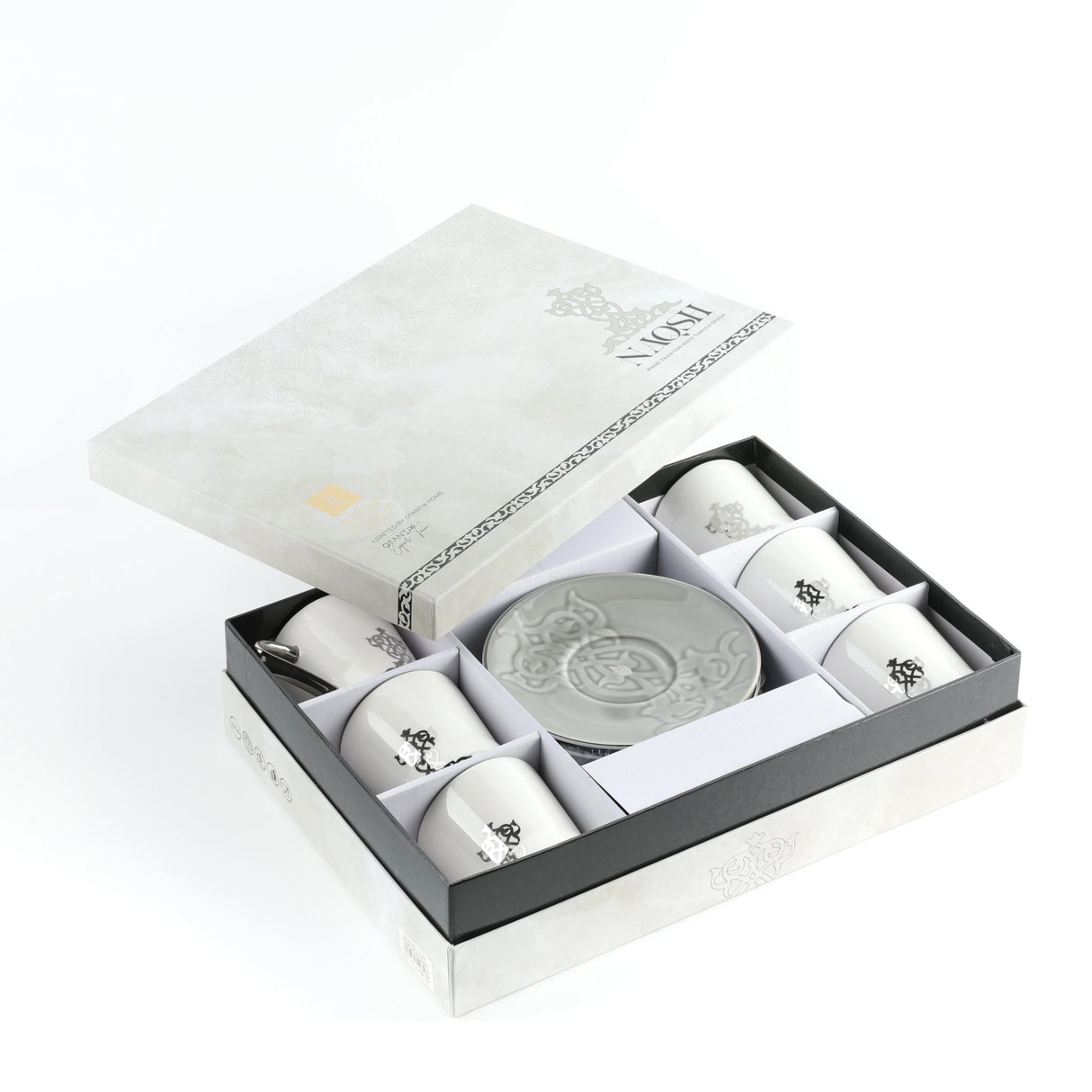 Otantic Naqsh 12pcs Porcelain Tea Set, 6pcs Cups 200ml + 6pcs Saucer, Grey/White/Silver, ET2953 - Al Kabayel Discount CentreOtantic Naqsh 12pcs Porcelain Tea Set, 6pcs Cups 200ml + 6pcs Saucer, Grey/White/Silver, ET2953Tea SetsOTANTIKAl Kabayel Discount Centre