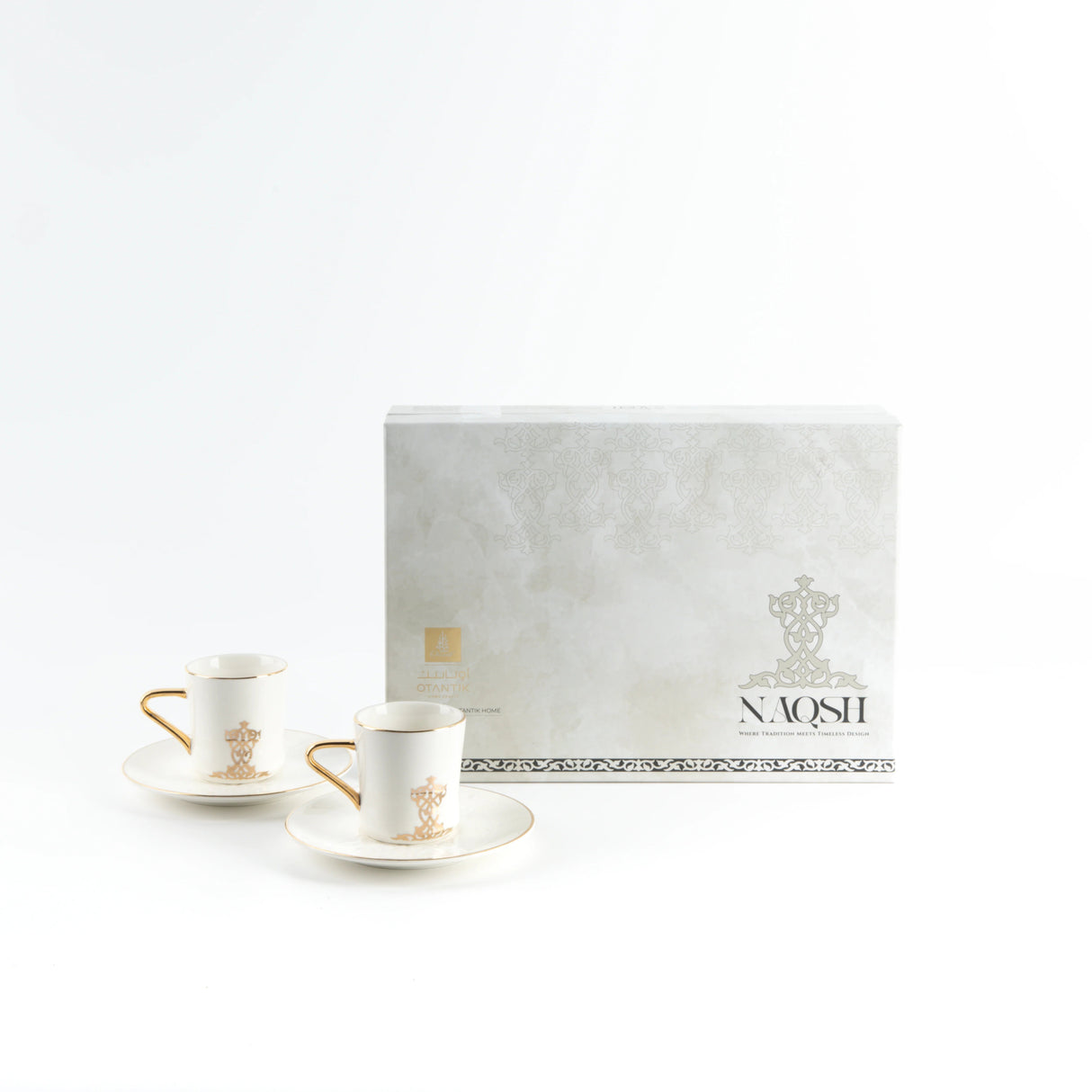 Otantic Naqsh 12pcs Porcelain Turkish Coffee Set, 6pcs Cups 80ml + 6pcs Saucer, White/Gold, ET2945 - Al Kabayel Discount CentreOtantic Naqsh 12pcs Porcelain Turkish Coffee Set, 6pcs Cups 80ml + 6pcs Saucer, White/Gold, ET2945Tea SetsOTANTIKAl Kabayel Discount Centre