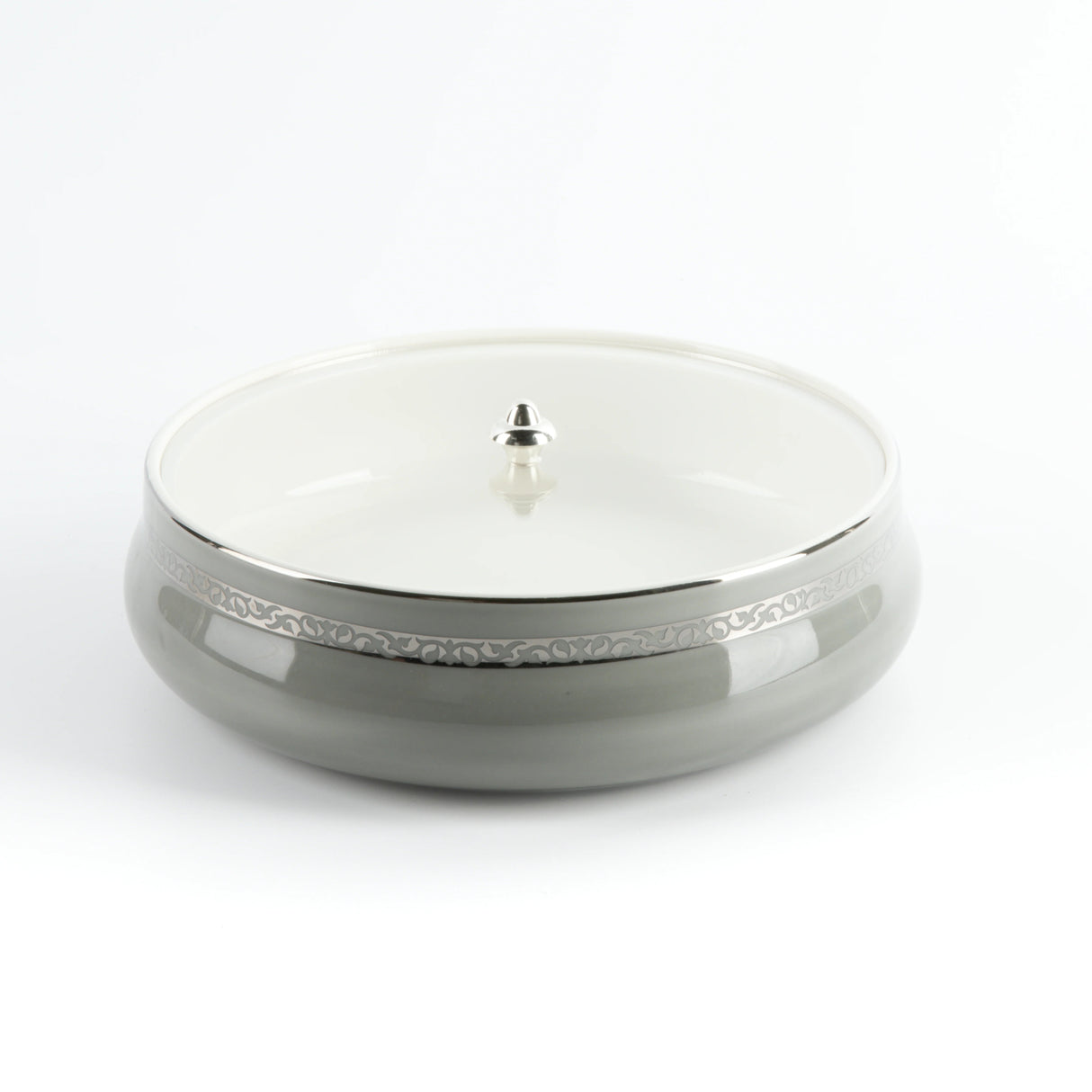 Otantic Naqsh Ceramic Dates Bowl with Lid 23.5cm*6.5cm, Grey/Silver - ET2973 - Al Kabayel Discount CentreOtantic Naqsh Ceramic Dates Bowl with Lid 23.5cm*6.5cm, Grey/Silver - ET2973BowlsOTANTIKAl Kabayel Discount Centre