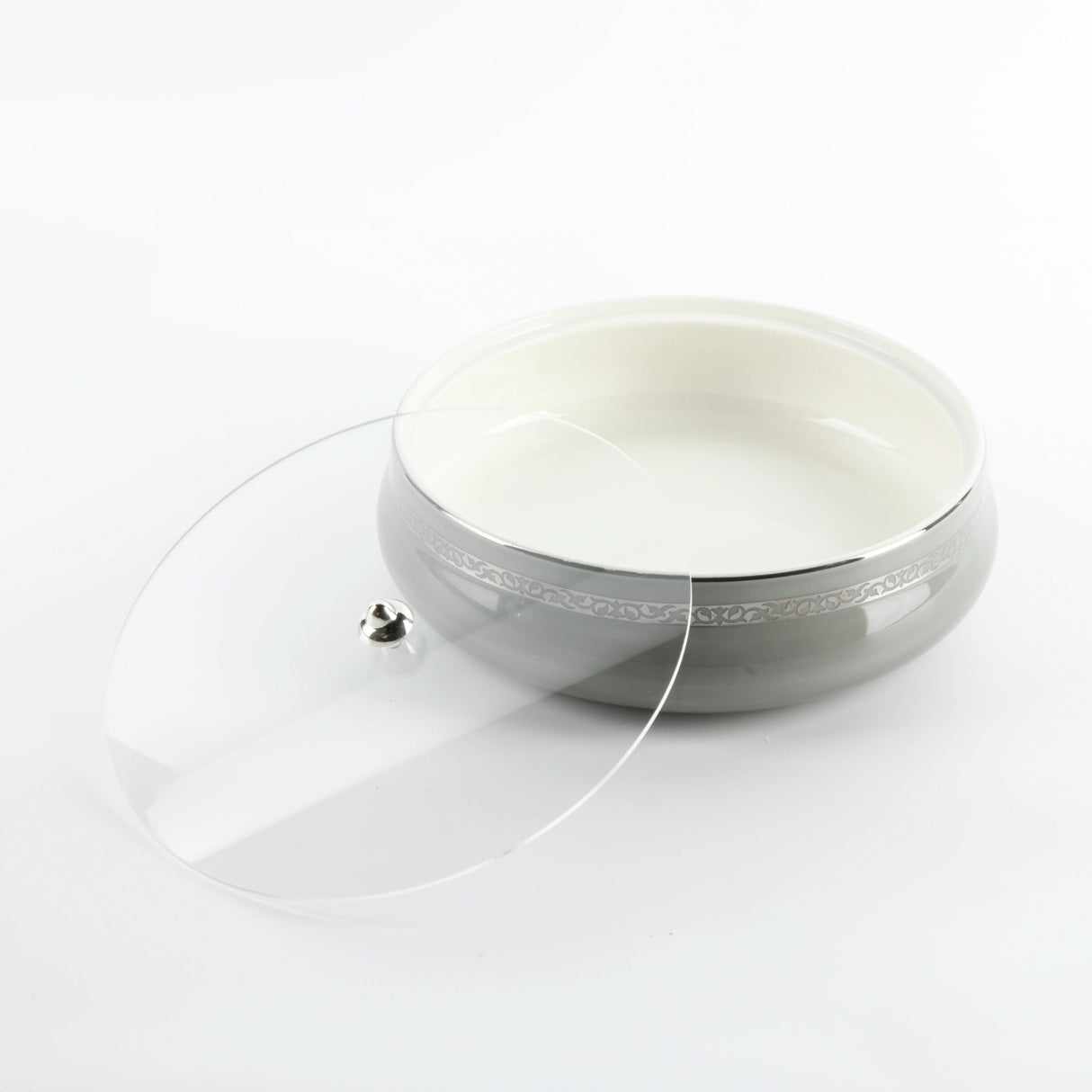 Otantic Naqsh Ceramic Dates Bowl with Lid 23.5cm*6.5cm, Grey/Silver - ET2973 - Al Kabayel Discount CentreOtantic Naqsh Ceramic Dates Bowl with Lid 23.5cm*6.5cm, Grey/Silver - ET2973BowlsOTANTIKAl Kabayel Discount Centre