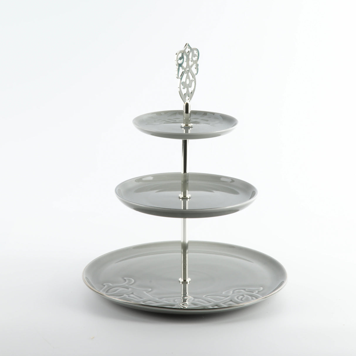Otantic Naqsh Porcelain 3 - Tier Candy Tray 27cm*33cm, Grey/Silver - ET2988 - Al Kabayel Discount CentreOtantic Naqsh Porcelain 3 - Tier Candy Tray 27cm*33cm, Grey/Silver - ET2988Serving TraysOTANTIKAl Kabayel Discount Centre