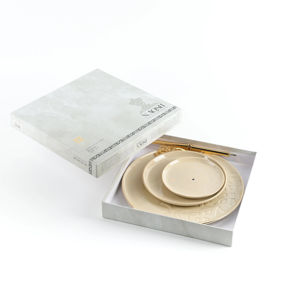 Otantic Naqsh Porcelain 3 - Tier Candy Tray 27cm*33cm, Ivory/Gold - ET2987 - Al Kabayel Discount CentreOtantic Naqsh Porcelain 3 - Tier Candy Tray 27cm*33cm, Ivory/Gold - ET2987Serving TraysOTANTIKAl Kabayel Discount Centre