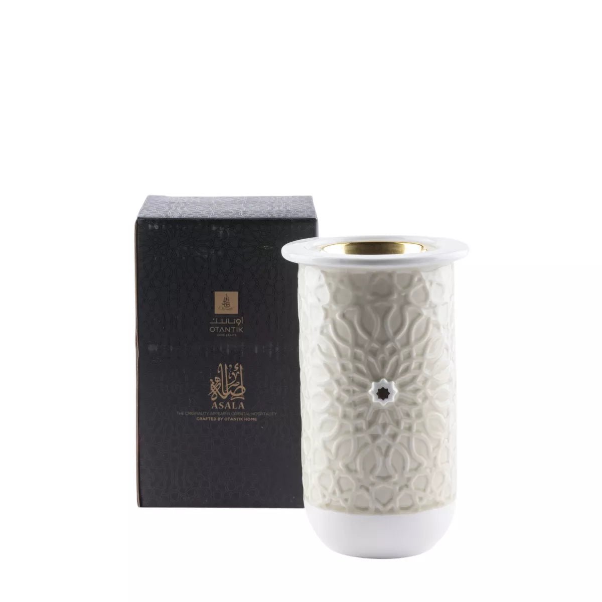 Otantik Asala Premium Porcelain Incense Burner – Cream & Gold Classic Finish – 11×18 cm Home Decor Burner - Al Kabayel Discount CentreOtantik Asala Premium Porcelain Incense Burner – Cream & Gold Classic Finish – 11×18 cm Home Decor BurnerPorcelain Incense BurnerOTANTIKAl Kabayel Discount Centre