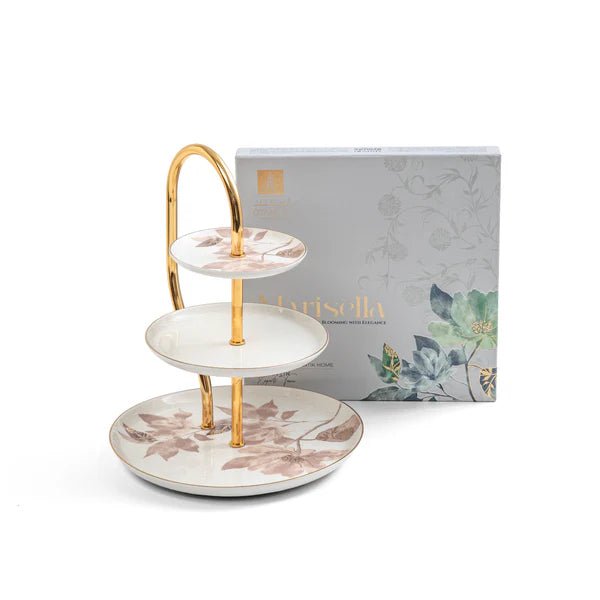 Otantik Marisella ET3027 Premium 3 - Layer Porcelain Stand – Red & Gold Majestic Floral Plates – 27×19×13 cm / 33 cm Height - Al Kabayel Discount CentreOtantik Marisella ET3027 Premium 3 - Layer Porcelain Stand – Red & Gold Majestic Floral Plates – 27×19×13 cm / 33 cm HeightServing TraysOTANTIKAl Kabayel Discount Centre