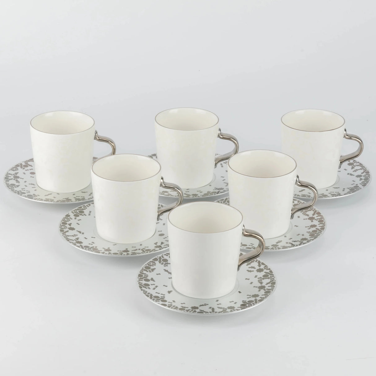 Otantik Nourhan 12 - Piece Porcelain Tea Set - Matte Silver + Glossy Silver 240CC - Al Kabayel Discount CentreOtantik Nourhan 12 - Piece Porcelain Tea Set - Matte Silver + Glossy Silver 240CCTea/Coffee SetsOTANTIKAl Kabayel Discount Centre