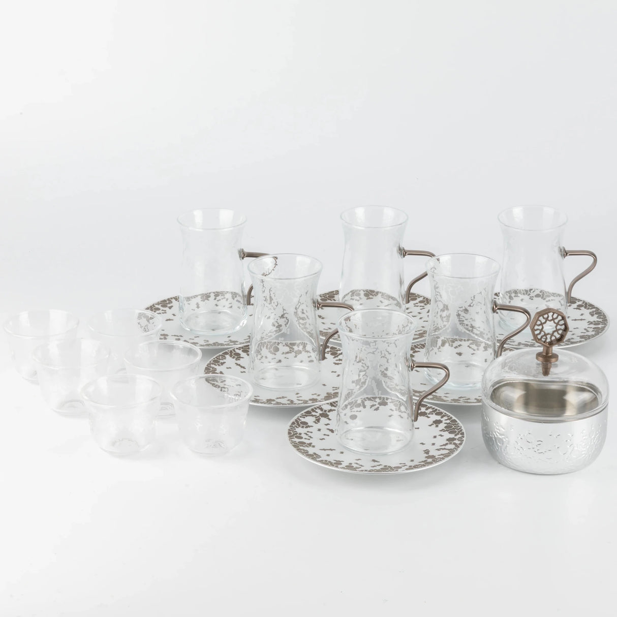 Otantik Nourhan 19 - Piece Arabic Tea And Coffee Set - Matte Silver 150CC - Al Kabayel Discount CentreOtantik Nourhan 19 - Piece Arabic Tea And Coffee Set - Matte Silver 150CCTea/Coffee SetsOTANTIKAl Kabayel Discount Centre