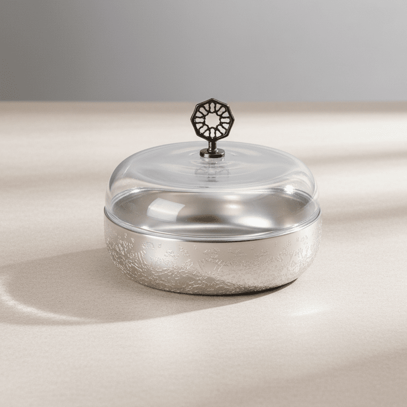 Otantik Nourhan Stainless Steel Date Bowl with Glass Dome - Small (9" inch) - Al Kabayel Discount CentreOtantik Nourhan Stainless Steel Date Bowl with Glass Dome - Small (9" inch)BowlsOTANTIKAl Kabayel Discount Centre