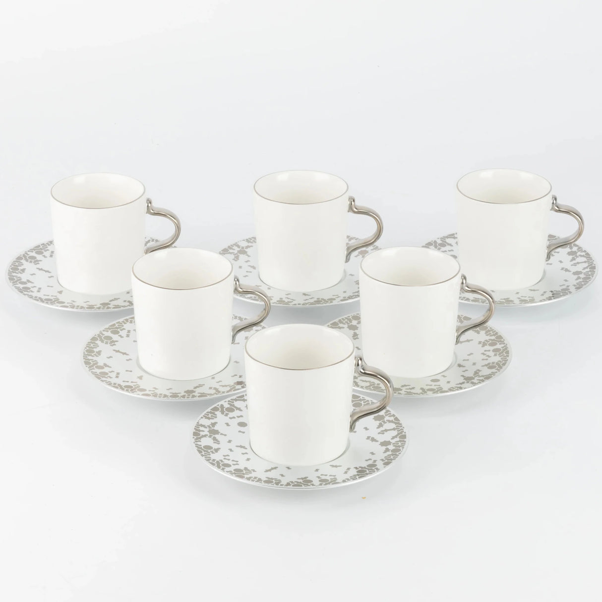 Otantik Nurhan 12 - Piece Porcelain Turkish Coffee Set - Matte Silver + Shiny Silver 115CC - Al Kabayel Discount CentreOtantik Nurhan 12 - Piece Porcelain Turkish Coffee Set - Matte Silver + Shiny Silver 115CCTea/Coffee SetsOTANTIKAl Kabayel Discount Centre