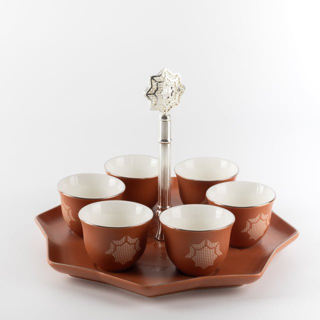 Otantik Octara - Arabic Coffee Cups With Holder - Porcelain - Orange & Silver - Al Kabayel Discount CentreOtantik Octara - Arabic Coffee Cups With Holder - Porcelain - Orange & SilverTea SetsOTANTIKAl Kabayel Discount Centre