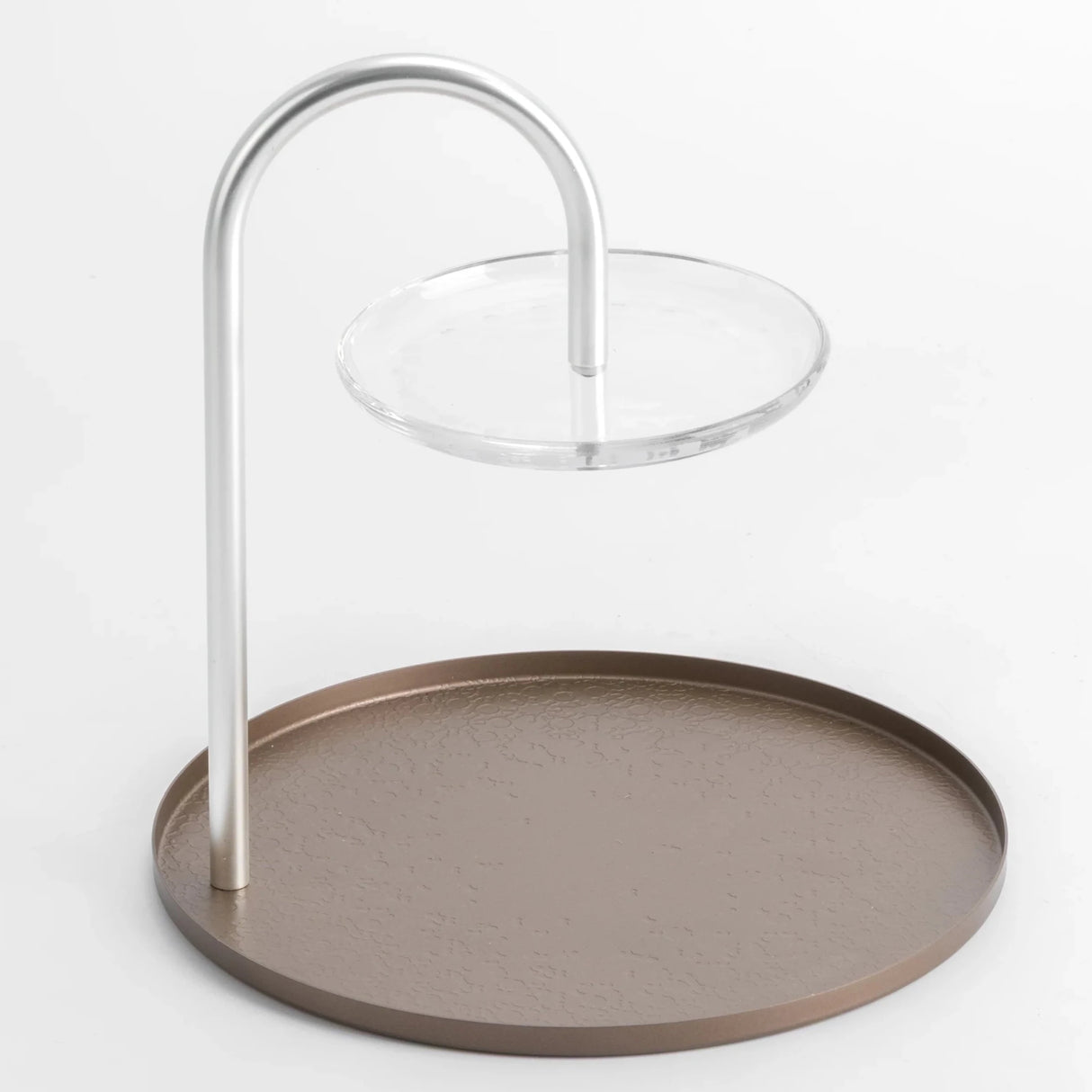 Otantik Stainless Steel Two - Tier Stand With Holder From Nourhan - Matte Brown + Matte Silver - Al Kabayel Discount CentreOtantik Stainless Steel Two - Tier Stand With Holder From Nourhan - Matte Brown + Matte SilverServing TraysOTANTIKAl Kabayel Discount Centre