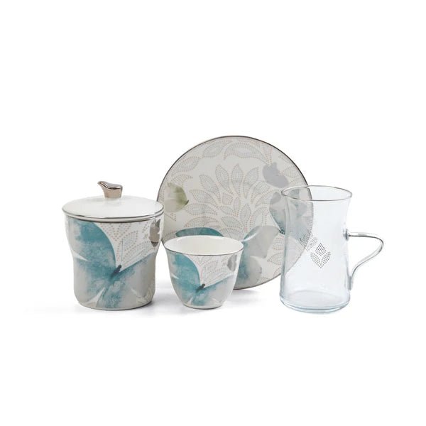 Otantik Veloura ET3064 Elite 19 - Piece Tea & Cawa Set – Blue & Silver Floral Porcelain & Glass - Al Kabayel Discount CentreOtantik Veloura ET3064 Elite 19 - Piece Tea & Cawa Set – Blue & Silver Floral Porcelain & GlassTea/Coffee PotsOTANTIKAl Kabayel Discount Centre