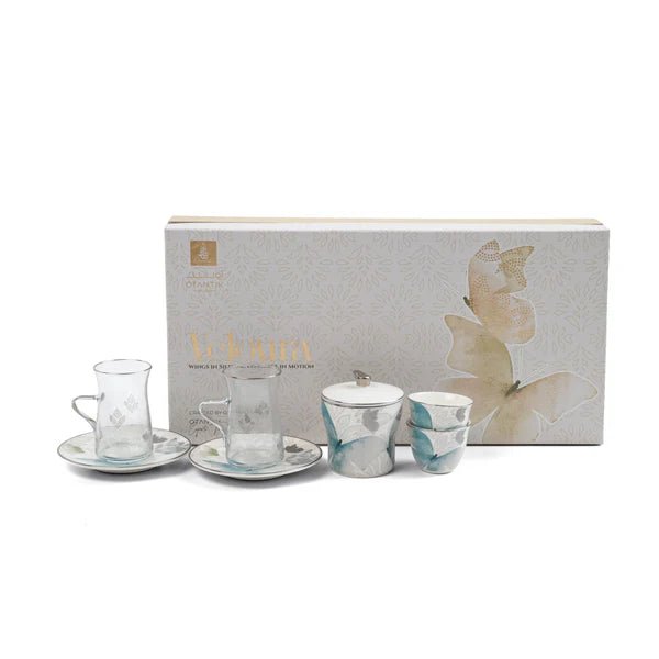 Otantik Veloura ET3064 Elite 19 - Piece Tea & Cawa Set – Blue & Silver Floral Porcelain & Glass - Al Kabayel Discount CentreOtantik Veloura ET3064 Elite 19 - Piece Tea & Cawa Set – Blue & Silver Floral Porcelain & GlassTea/Coffee PotsOTANTIKAl Kabayel Discount Centre