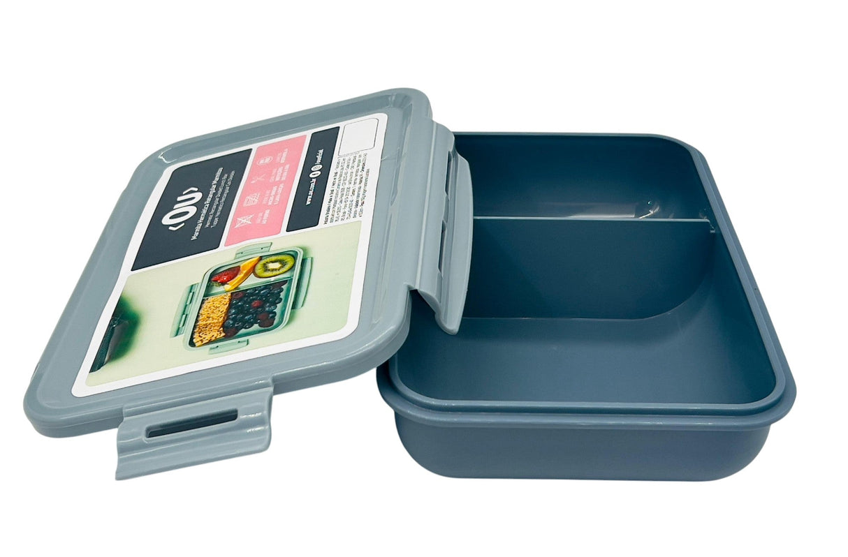 OU Rectangular Lunch Box 19cm*13cm*5cm, Two Compartments, Grey - Al Kabayel Discount CentreOU Rectangular Lunch Box 19cm*13cm*5cm, Two Compartments, GreyFood ContainersOUAl Kabayel Discount Centre