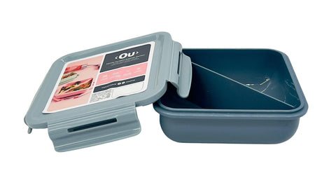 OU Square Lunch Box 13cm*13cm*5cm, Two Compartments, Grey - Al Kabayel Discount CentreOU Square Lunch Box 13cm*13cm*5cm, Two Compartments, GreyFood ContainersOUAl Kabayel Discount Centre