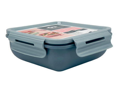 OU Square Lunch Box 13cm*13cm*5cm, Two Compartments, Grey - Al Kabayel Discount CentreOU Square Lunch Box 13cm*13cm*5cm, Two Compartments, GreyFood ContainersOUAl Kabayel Discount Centre