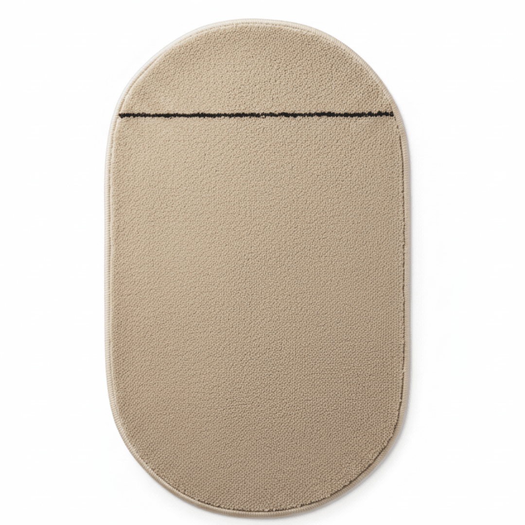 Oval Door Mat | Non-Slip Plush Entrance Rug with Accent Stripe | 62 × 38cm | Beige | Ideal for Home Entryway, Bathroom & Living Room - Al Kabayel Discount CentreOval Door Mat | Non-Slip Plush Entrance Rug with Accent Stripe | 62 × 38cm | Beige | Ideal for Home Entryway, Bathroom & Living RoomDoormatsAKDCAl Kabayel Discount Centre