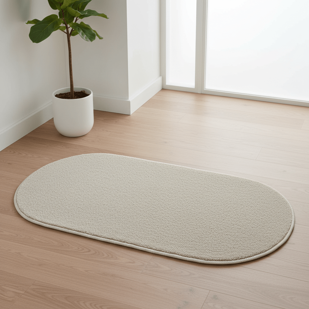 Oval Door Mat | Non-Slip Rug for Entryway, Bathroom & Bedroom | Beige Cream | 62 x 38 cm - Al Kabayel Discount CentreOval Door Mat | Non-Slip Rug for Entryway, Bathroom & Bedroom | Beige Cream | 62 x 38 cmDoormatsAKDCAl Kabayel Discount Centre