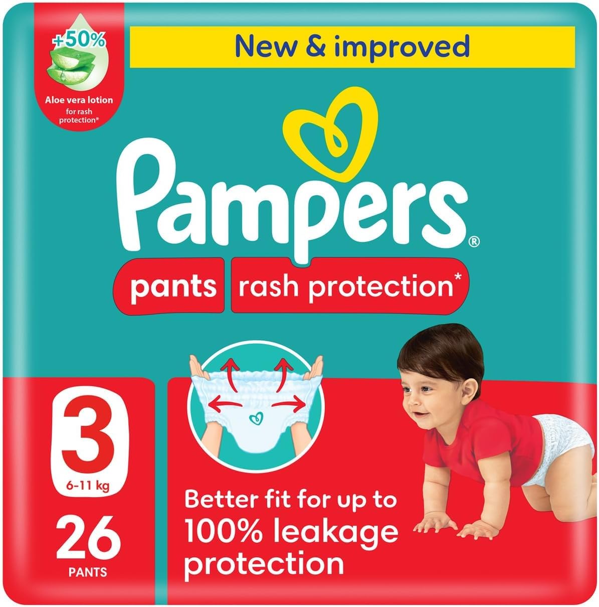 Pampers Rash Protection, Size 3, 6 - 11 kg, Value Pack, 26 Diaper Pants - Al Kabayel Discount CentrePampers Rash Protection, Size 3, 6 - 11 kg, Value Pack, 26 Diaper PantsBaby ProductsPAMPERSAl Kabayel Discount Centre
