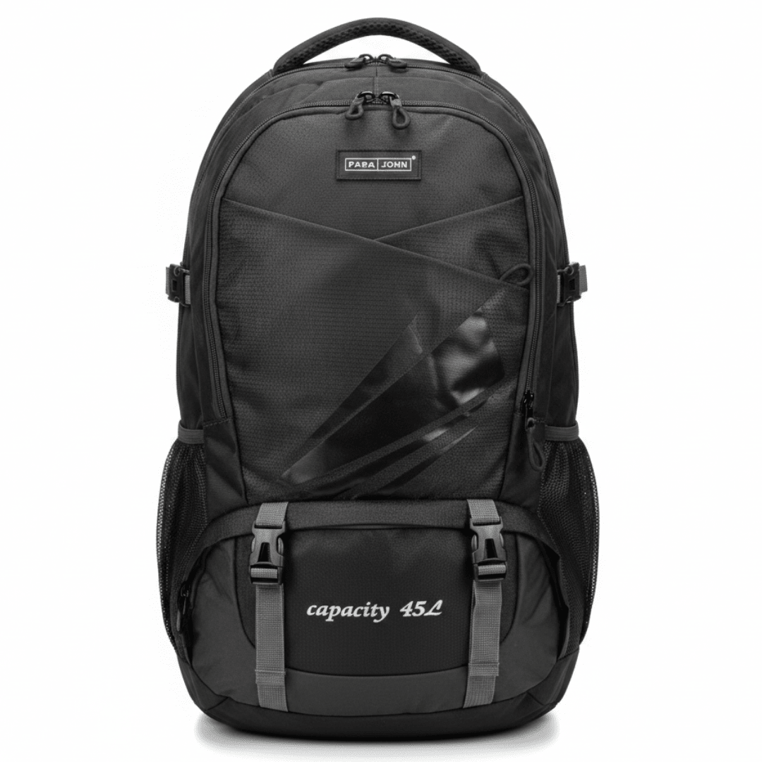 Parajohn Adventure Grey & Black Polyester Mountain Backpack 24 Inch – Large Outdoor Hiking Bag with Heavy Duty Storage - Al Kabayel Discount CentreParajohn Adventure Grey & Black Polyester Mountain Backpack 24 Inch – Large Outdoor Hiking Bag with Heavy Duty StorageBackpacksPARAJOHNAl Kabayel Discount Centre