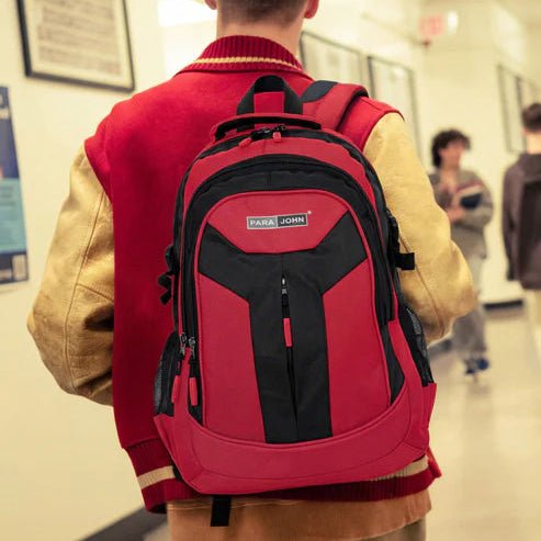 Parajohn Black & Red Polyester School Backpack 18 Inch – Modern School Bag with Comfortable Shoulder Straps - Al Kabayel Discount CentreParajohn Black & Red Polyester School Backpack 18 Inch – Modern School Bag with Comfortable Shoulder StrapsSchool BagsPARAJOHNAl Kabayel Discount Centre