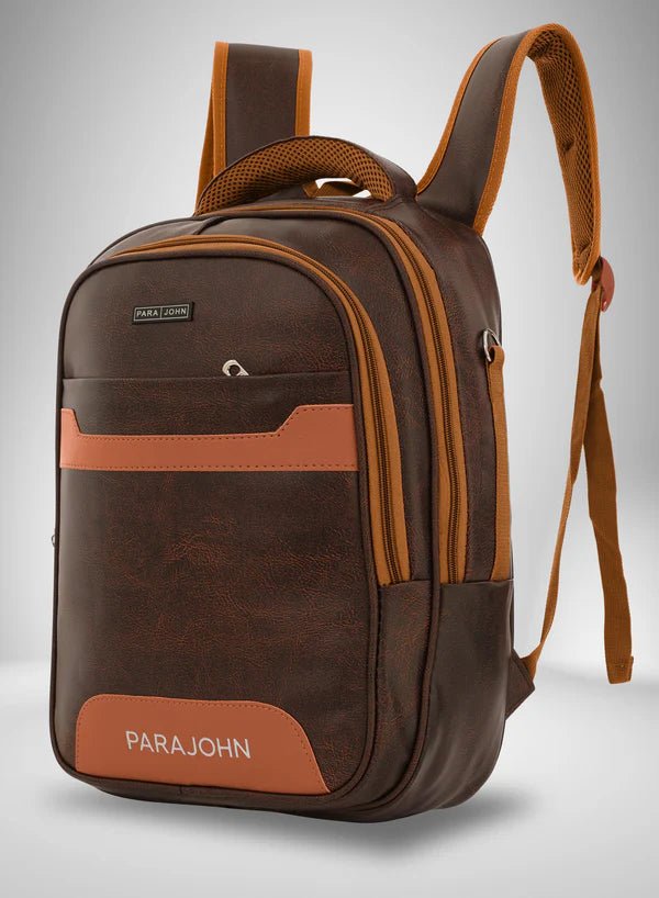 Parajohn Classic Brown PU Leather Backpack 16 Inch – Premium Stylish Travel Backpack for Men & Women with Spacious Compartments - Al Kabayel Discount CentreParajohn Classic Brown PU Leather Backpack 16 Inch – Premium Stylish Travel Backpack for Men & Women with Spacious CompartmentsSchool BagsPARAJOHNAl Kabayel Discount Centre