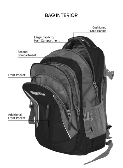 Parajohn Compact Grey & Black Polyester School Backpack 18 Inch – Lightweight Student Bag for Daily School Essentials - Al Kabayel Discount CentreParajohn Compact Grey & Black Polyester School Backpack 18 Inch – Lightweight Student Bag for Daily School EssentialsSchool BagsPARAJOHNAl Kabayel Discount Centre