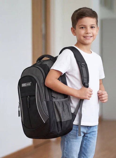 Parajohn Compact Grey & Black Polyester School Backpack 18 Inch – Lightweight Student Bag for Daily School Essentials - Al Kabayel Discount CentreParajohn Compact Grey & Black Polyester School Backpack 18 Inch – Lightweight Student Bag for Daily School EssentialsSchool BagsPARAJOHNAl Kabayel Discount Centre