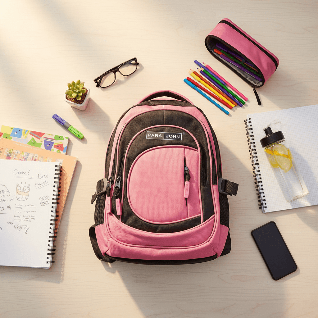Parajohn Trendy Grey & Pink Polyester School Backpack 14 Inch – Lightweight Comfortable School Bag for Girls with Multiple Pockets - Al Kabayel Discount CentreParajohn Trendy Grey & Pink Polyester School Backpack 14 Inch – Lightweight Comfortable School Bag for Girls with Multiple PocketsSchool BagsPARAJOHNAl Kabayel Discount Centre