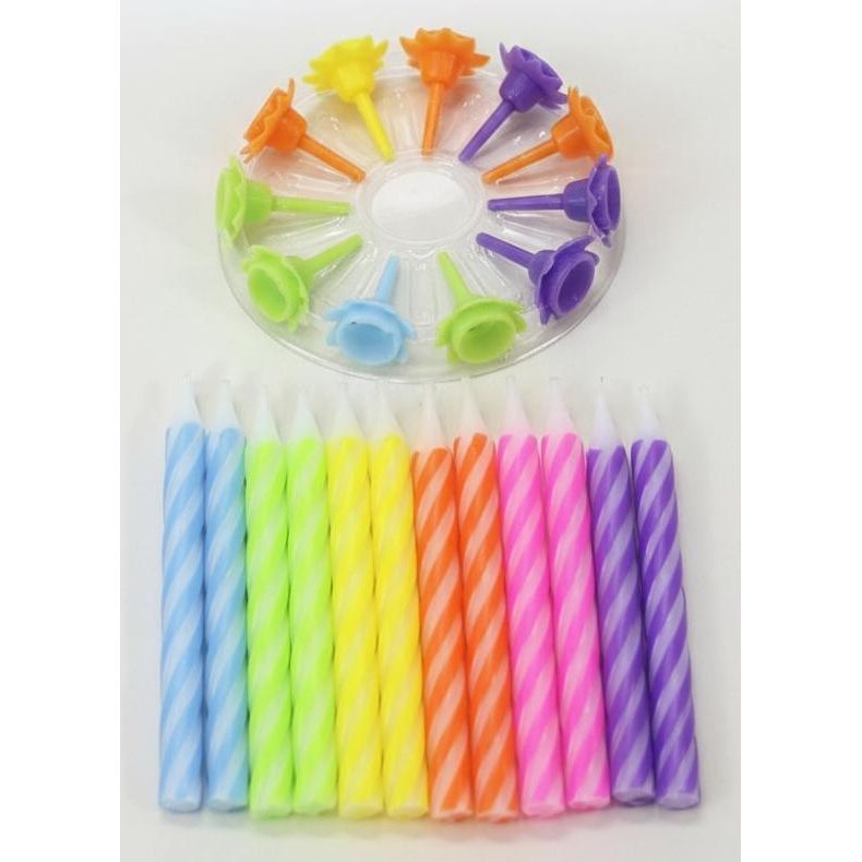 Party Fun 24pcs Birthday Candle with 12 Holders, Multicolor - Al Kabayel Discount CentreParty Fun 24pcs Birthday Candle with 12 Holders, MulticolorParty SuppliesPARTY FUNAl Kabayel Discount Centre