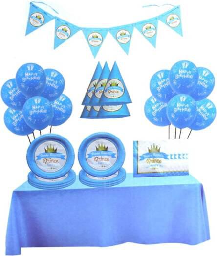 Party Fun 46pcs Prince Happy Birthday Party Box Set, Includes 12pcs Ballon 12", 1pc Banner, 6pcs Paper Plate 7", 6pcs Paper Hat 6", 1pc Table Cloth, 20pcs Paper Napkin, Blue - Al Kabayel Discount CentreParty Fun 46pcs Prince Happy Birthday Party Box Set, Includes 12pcs Ballon 12", 1pc Banner, 6pcs Paper Plate 7", 6pcs Paper Hat 6", 1pc Table Cloth, 20pcs Paper Napkin, BlueParty SuppliesPARTY FUNAl Kabayel Discount Centre