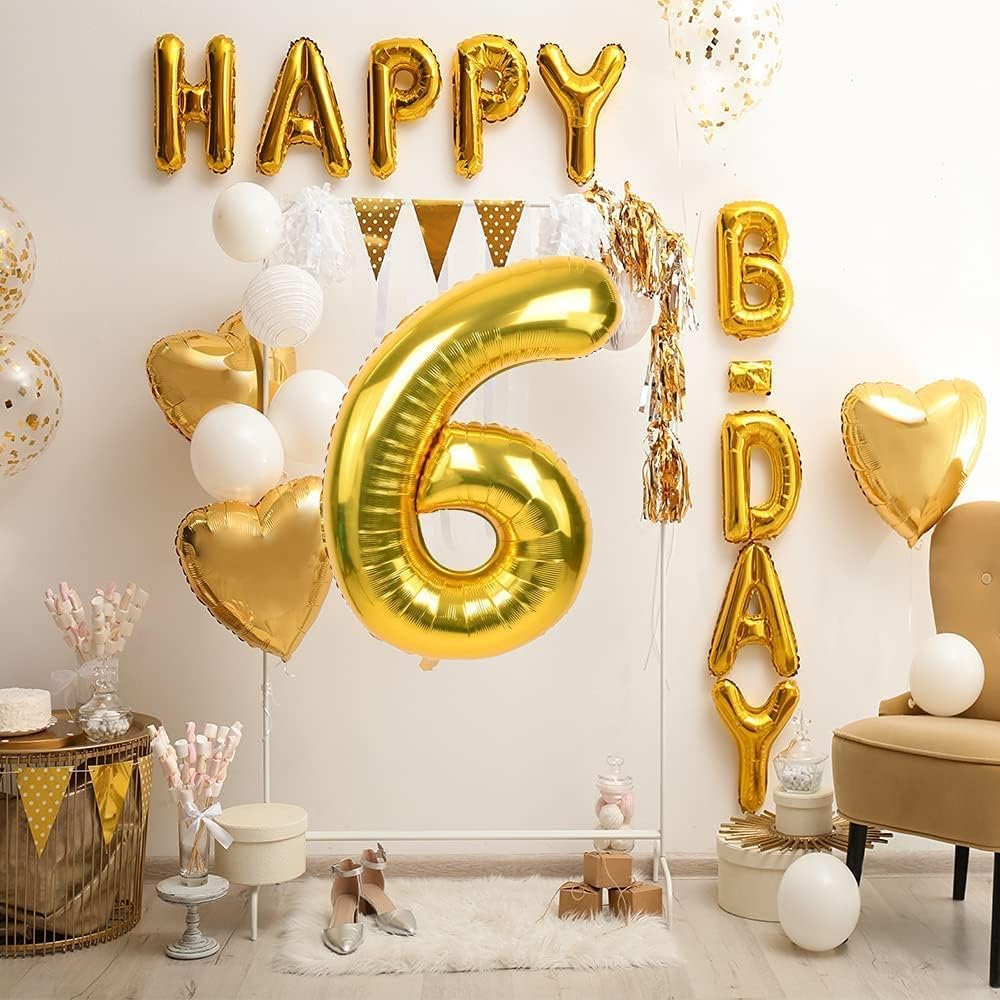 Party Point Number - 6 Foil Balloon 32", Fills with Air or Helium, Gold - Al Kabayel Discount CentreParty Point Number - 6 Foil Balloon 32", Fills with Air or Helium, GoldParty SuppliesPARTY POINTAl Kabayel Discount Centre